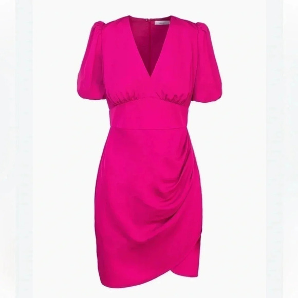Adelyn Rae Nanda Puff Sleeve Mini Dress. Size Small, Color Fuchsia. Barbiecore. - Picture 2 of 6